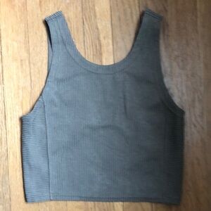 Lululemon Ribbed Softstreme Cropped Tank Top in Olive Green